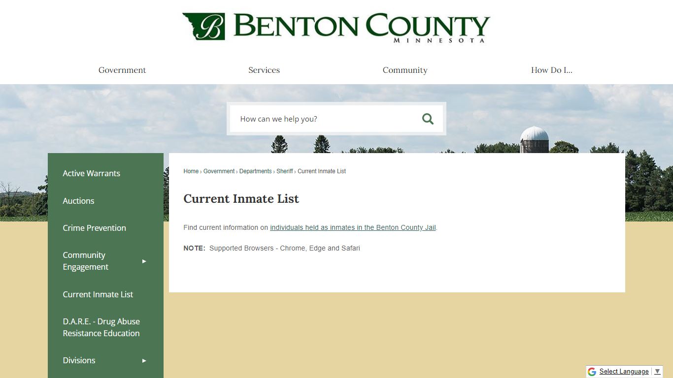 Current Inmate List | Benton County, MN