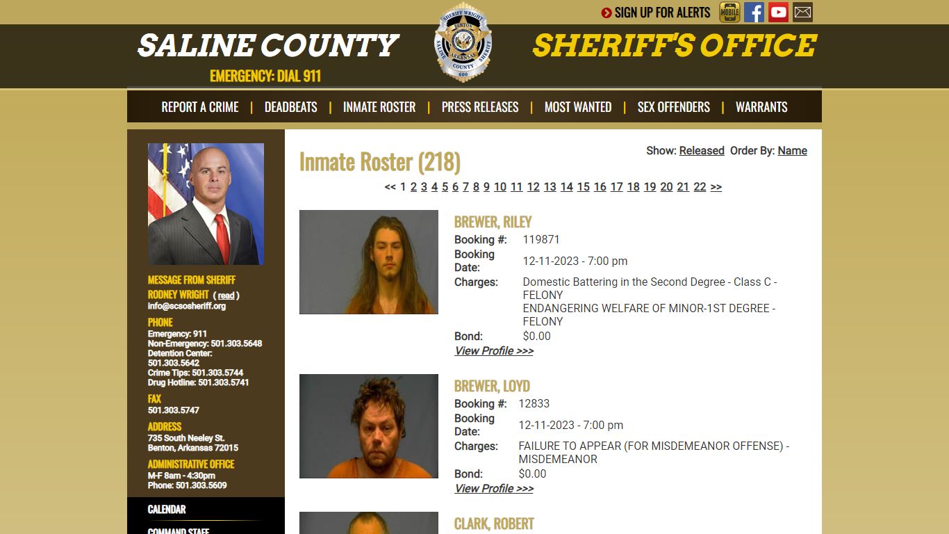 Inmate Roster (229) - Saline County Sheriff's Office